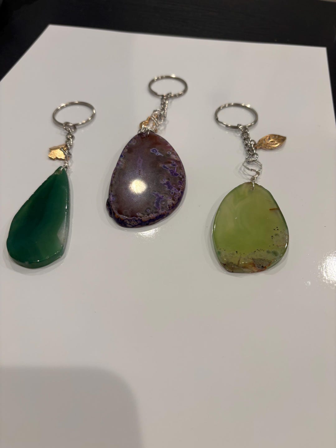 Crystal Sliced Agate Keychain - Etsy