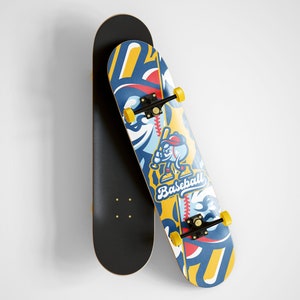 Handmade Wooden Baseball Skateboard - Beautiful Canvas Art Painted Skate Deck For Skating Lover - Skateboard and Penny Board Gift