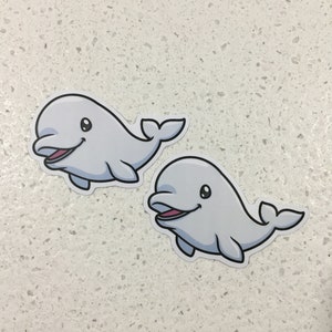 Leuke glimlachende witte walvis sticker set zdjęcie 1