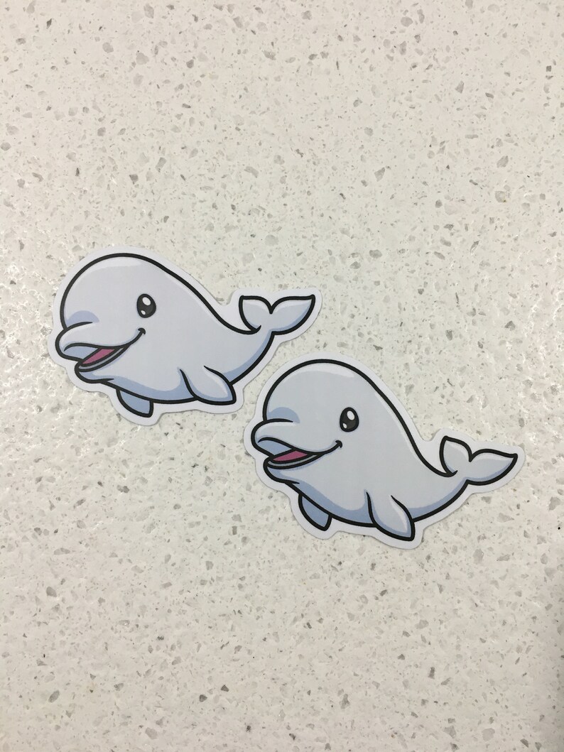 Leuke glimlachende witte walvis sticker set zdjęcie 1