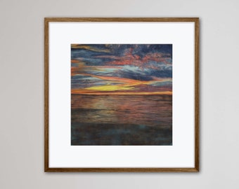 Pintura pirograbada y acuarela de Mille Lacs de J.C. Prins / Impresión artística