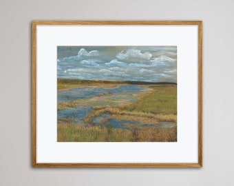 Pintura pirograbada y acuarela de Boy River de J.C. Prins / Impresión artística