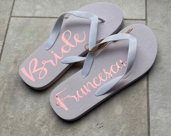 Personalised bride / bridesmaid / maid of honour flip flops / hen do flip flops / bride sandals / bridesmaid flip flops/ birthday flip flops