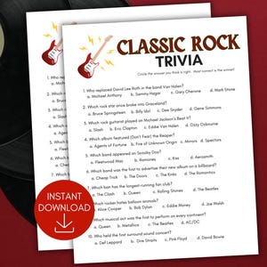 Classic Rock Music Trivia, Music Trivia Game, Music Trivia Quiz, 80s Music Quiz, 70s Music Trivia, 60s Music Game