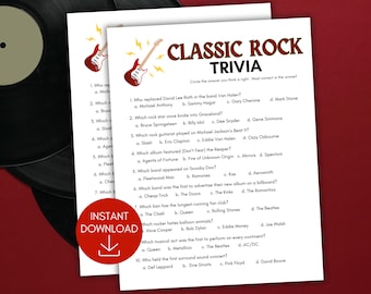 Classic Rock Music Trivia, Music Trivia Game, Music Trivia Quiz, 80s Music Quiz, 70s Music Trivia, 60s Music Game