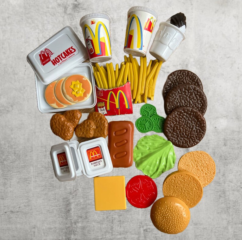 Mcdonalds 2001 Play Food Set PVC Backpack Vintage Near Complete Fast