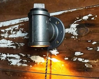 Pipe sconce Industrial accent lamp Steampunk reading light Mid century minimalist light