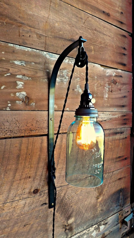 Mason Jar Sconce Farmhouse Sconce Rustic Pendant Lamp Wall Sconce Vintage Mason Jar Rustic Sconce Etsy