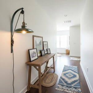 Farmhouse wall sconce lamp Pendant plug in wall light Green White sconce light Rustic sconce lamp Metal wall sconce. image 3