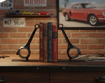 Connecting rod bookends Piston bookends Industrial bookends Steampunk bookends Factory bookends Library table Office decor Book shelf end.