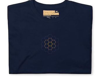 Embroidered James Webb Space Telescope JWST NASA T-Shirt minimalist space exploration mirror array honeycomb hexagon