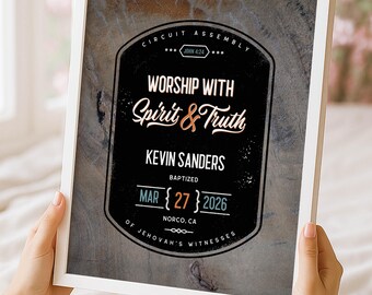 Rustic Slate Baptism Keepsake • JW Baptism Print • Editable Canva Template • Circuit Assembly Gift • Modern Masculine JW Decor Printable