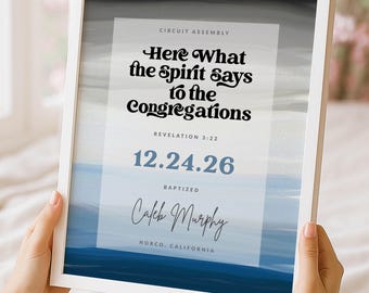 Blue Baptism Keepsake • Editable Canva Template • JW Baptism Gift • Printable Wall Art • Modern JW Decor • Spiritual Milestone Print