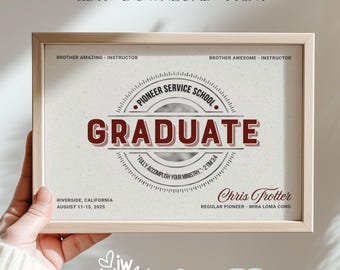 JW Pioneer School Graduation Certificate | Canva Template (5x7 & 8x10)