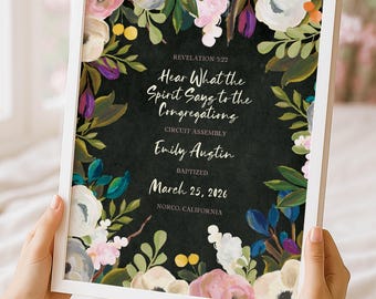 Rustic Floral Baptism Keepsake • Editable Canva Template • JW Baptism Gift • Elegant Printable Wall Art • Circuit Assembly Decor • Regional