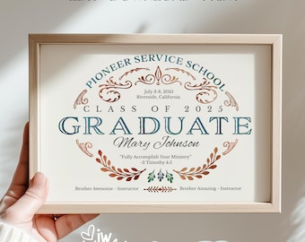 JW Pioneer School Certificate Canva Template | Copper and Teal Design | Editable Printable 5x7 & 8x10 |  Gift for JW Pioneers in Spanish