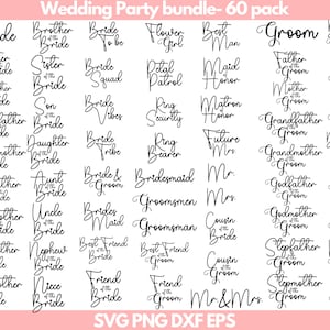 Hochzeit Party Bundle | Hochzeit Familien Bundle DIGITAL DOWNLOAD | svg png dxf eps Sofortiger digitaler Download