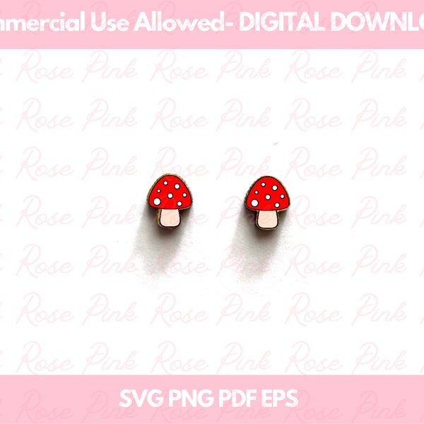 Mushroom Earrings DIGITAL DOWNLOAD | Fall Earrings SVG | Autumn Earrings | Laser Cutting Svg Pdf Eps Png | Earrings |