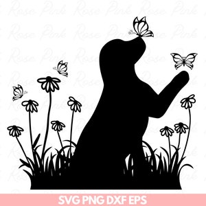 Lentehond met vlinder en bloemen DIGITALE DOWNLOAD | Svg png dxf eps Instant digitale download