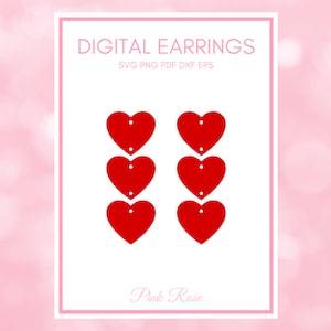 Pendientes de corazón DESCARGA DIGITAL / Pendientes Cricut SVG / Pendientes Glowforge / Pendientes de silueta / Svg Pdf Dxf Eps Png / Pendientes /