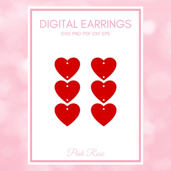Heart Earrings DIGITAL DOWNLOAD | Cricut Earrings SVG | Glowforge Earrings | SIlhouette Earrings | Svg Pdf Dxf Eps Png | Earrings |