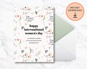 Happy International Women’s Day Card, Printable with BONUS Social Media Post JPEGs - Ver. 1