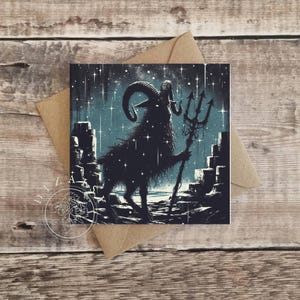 de voeux | Le Diable | Art fantaisiste, carte de voeux, carte d'anniversaire de Saint-Valentin, carte de voeux le diable bélier lunatique, le tarot du diable