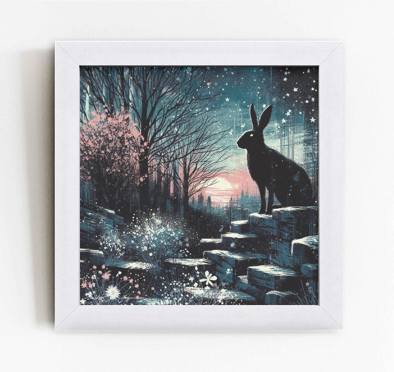 Original Art Spring Whimsical Art, Spring Art, Spring Hare Art, Spring