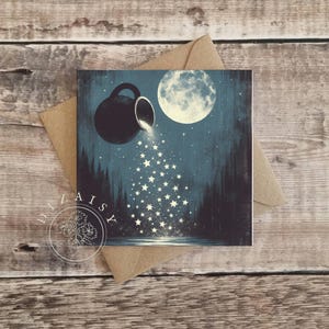 de voeux | Verseau | Art fantaisiste, oeuvre d'art originale, carte de voeux, carte d'anniversaire de Saint-Valentin, carte du zodiaque, signe astrologique Verseau, Verseau