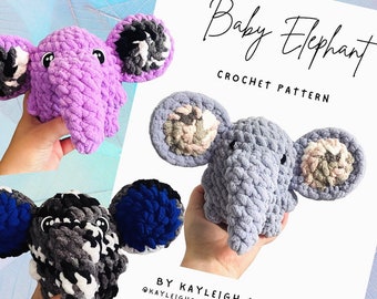 Olifant haakpatroon, digitaal PDF-bestand, amigurumi haakpatroon, babyolifant haakpatroon, olifant amigurumi patroon