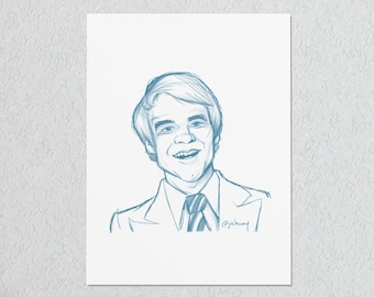 Steve Martin Poster, Hand-drawn Sketch, Classic Comedian, Funny Man, Wild and Crazy Guy, Gift for Comedy Fan, Standup Comedy