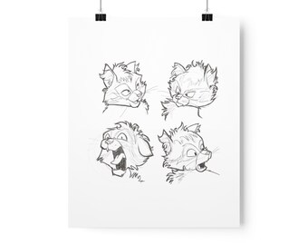 Floof Cat, Cat Poster, Pet Lovers, Animal Lovers, Animation, Cartoon, Hand-Drawn, Sketch, Character, Kitty