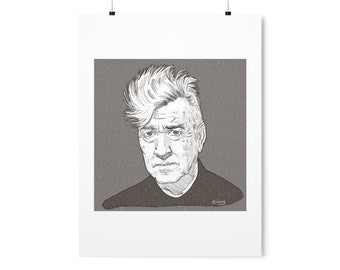 David Lynch, Portrait Sketch, Poster, Filmmaker, Twin Peaks, Blue Velvet, Mulholland Drive, Gift for Movie Lover, Film Fan, Cinema, Director