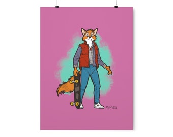 Fox, Robin Hood, Back to the Future, Poster, Marty McFly, Mashup, Fun Fan Art for Movie Fans, Animation Art, Cartoons, Pop Culture