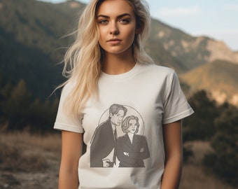 X-Files, Fox Mulder, Dana Scully, David Duchovny, Gillian Anderson, Classic TV, Science Fiction, Conspiracy, Fan Shirt, Hand Drawn