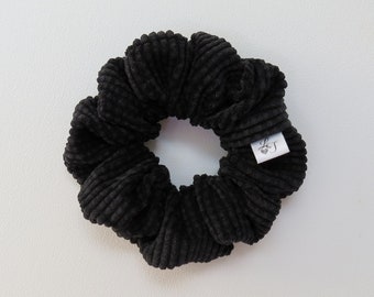Black Corduroy Scrunchie, Soft & Cozy Knit Scrunchies, Hair Accessories, Elastic Hair Tie, Gift Idea