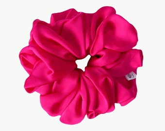 Pink Silk XXL Scrunchie Hair Tie, Jumbo Extra Large Scrunchies, Oversized Silky Scrunchie, Giant Spring Summer Scrunchy, Gifts For Her