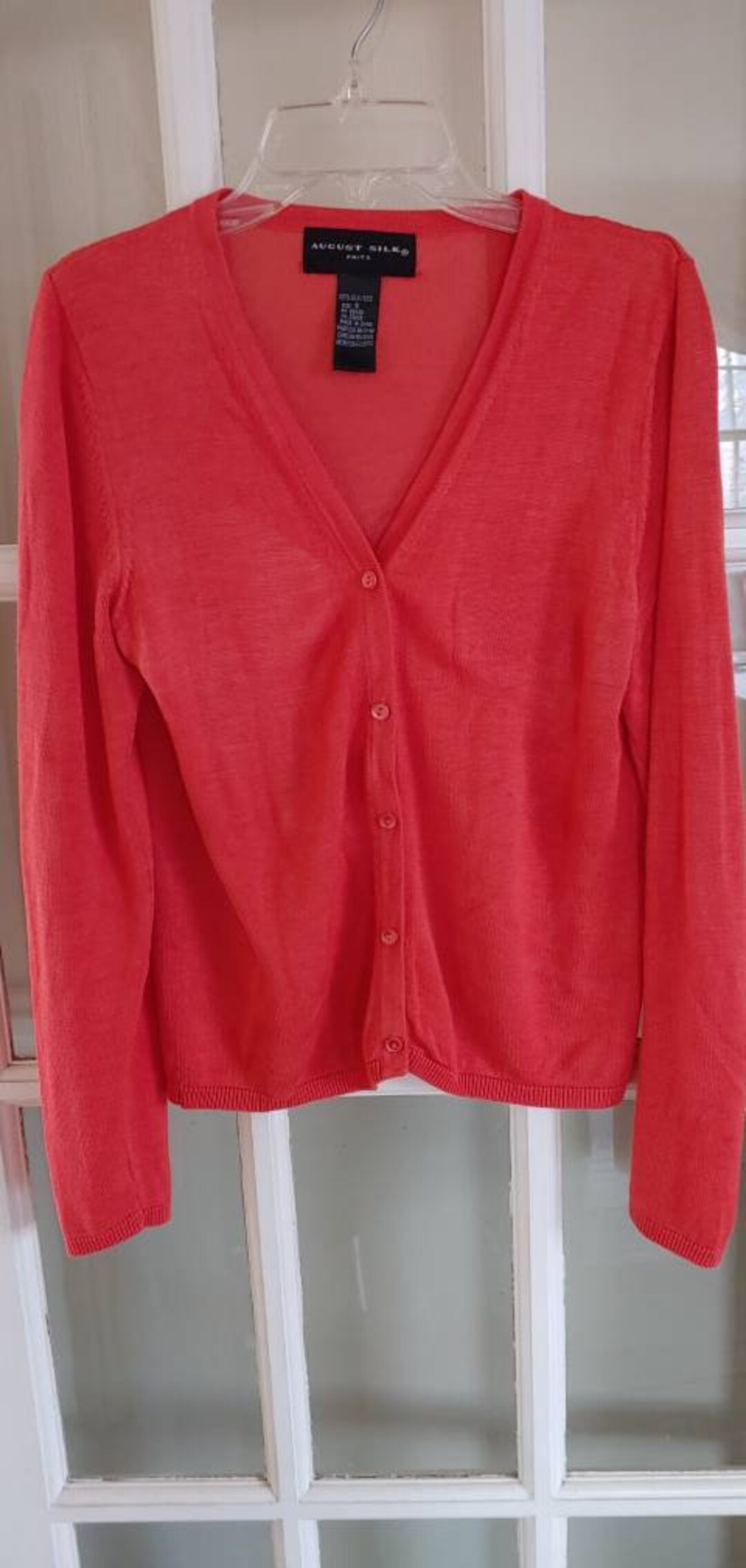 August Silk Knits. All Silk Cardigan in a Beautiful Tangerine Etsy