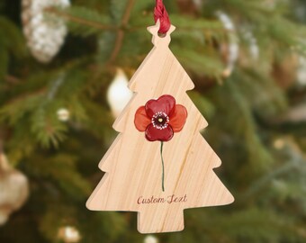 August Poppy Birth Flower Ornament, Custom Poppy August Birth Flower Ornament, Customized Christmas Ornament, Personalized Xmas Ornament