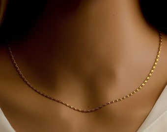 Dainty Gold Chain Necklace, 18K Gold Sterling Silver, Minimalist Necklace, Daily Necklace, Simple Chain Necklace, Gift for Her, 18 inches