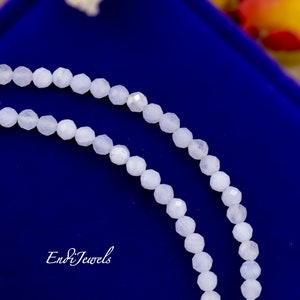 Natural Blue Lace Agate Tiny 2mm Faceted Beaded Choker, Beaded Bracelet, Genuine Gemstone, Dainty Daily Layered Beaded Necklace image 5