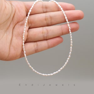 Winzige Reis Süßwasserperle 1,5 mm weicher Faden Choker, Qualität AAA echte natürliche weiße Perle Perlenkette, kleine Perlen, Täglich Layered