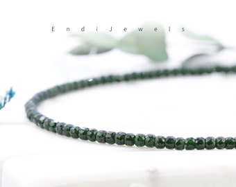 Sandstone Green Faceted 2x3mm Rondelle Beaded Choker, Bracelet, Natural Green Goldstone Genuine Gemstone Beads, Mother's Day Gift