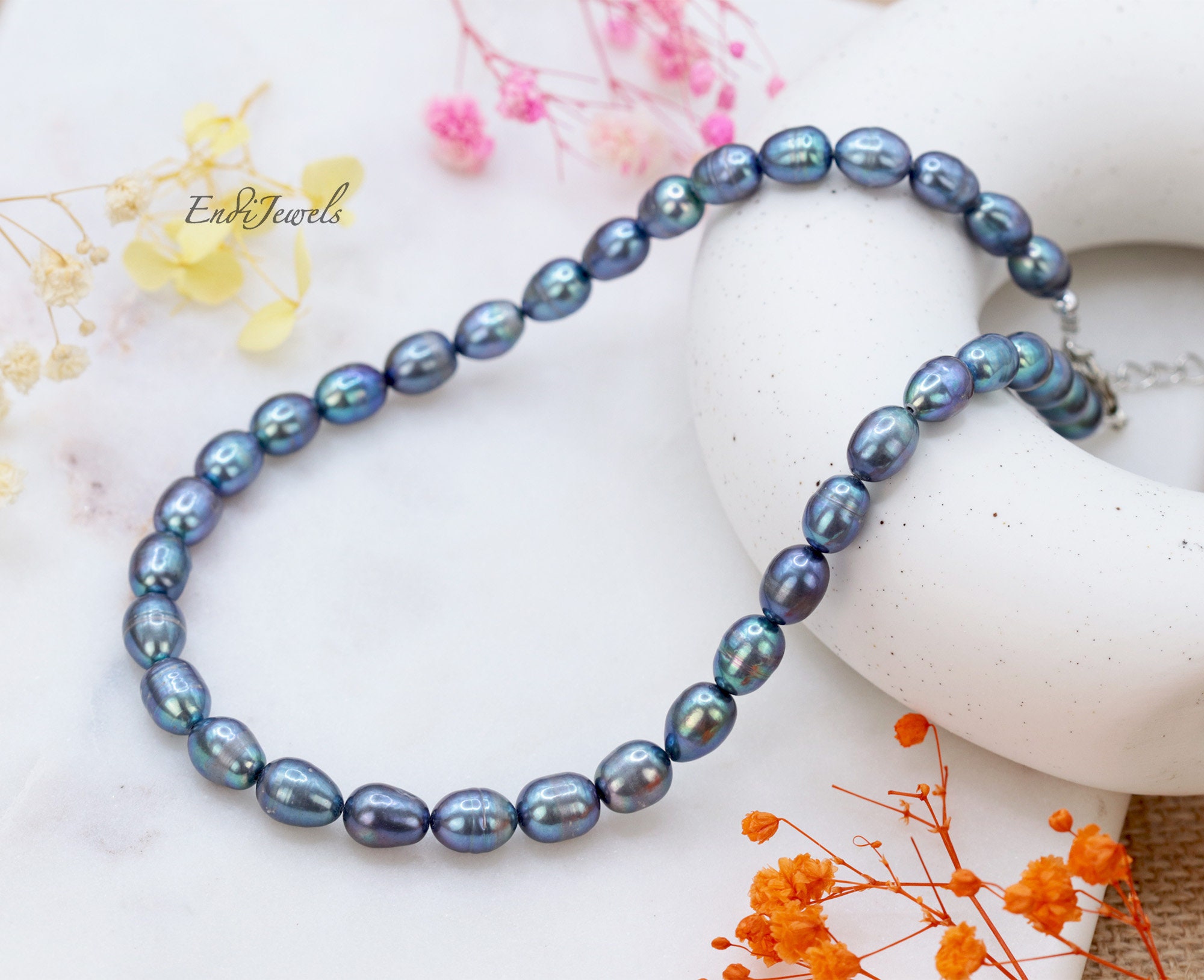 Collana Di Perle Nere / Collana Di Perle D'acqua Dolce Per Uomo / Collana Di Perle Annodate / Collana Di Perle Da Uomo / Regali Per Uomo / Idee Regalo Per Uomo - Italia - Foto 6