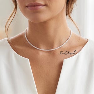 Naturlig månsten liten 2 mm rund pärlhalsband, armband, äkta vita ädelstenar, dagligt fint vattentätt lagerhalsband, present till henne
