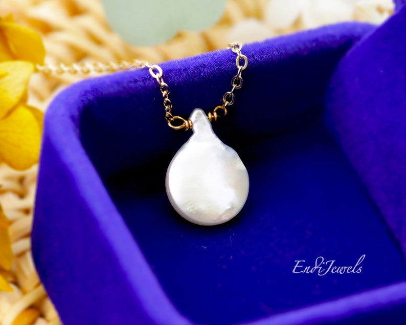 Freshwater Pearl 12mm Round Shaped Pendant Necklace, Natural Real White ...