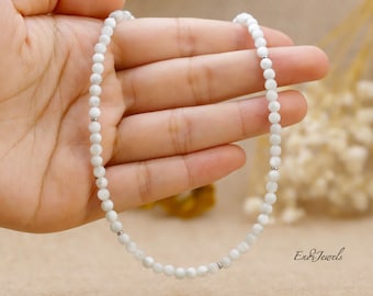 Natural Shell 4mm Round Beaded Choker, Bracelet, Dainty Daily Beaded Necklace, Handmade Jewelry, Gift for Her, Mother's Day Gift