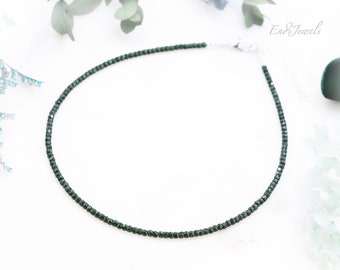 Sandstone Green Faceted 2x3mm Rondelle Beaded Choker, Bracelet, Natural Green Goldstone Genuine Gemstone Beads, Mother's Day Gift