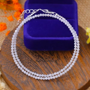 Natural Blue Lace Agate Tiny 2mm Faceted Beaded Choker, Bracelet,  Genuine Gemstone, Dainty Daily Layered Beaded Necklace, Gift for Her