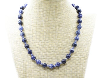 Natural Sodalite 10mm 4mm Round Beaded Choker, Bracelet, Genuine Blue Gemstone beads, Summer Necklace, Handmade Necklace, Mother's Day Gift